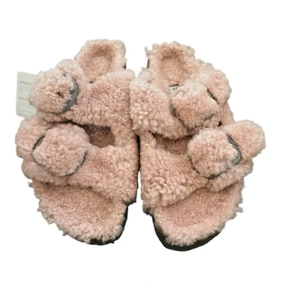 Birkenstock Papillio Sandals Teddy Pink Arizona Big Buckle Shearling EU 40/US 9 - Picture 2 of 9